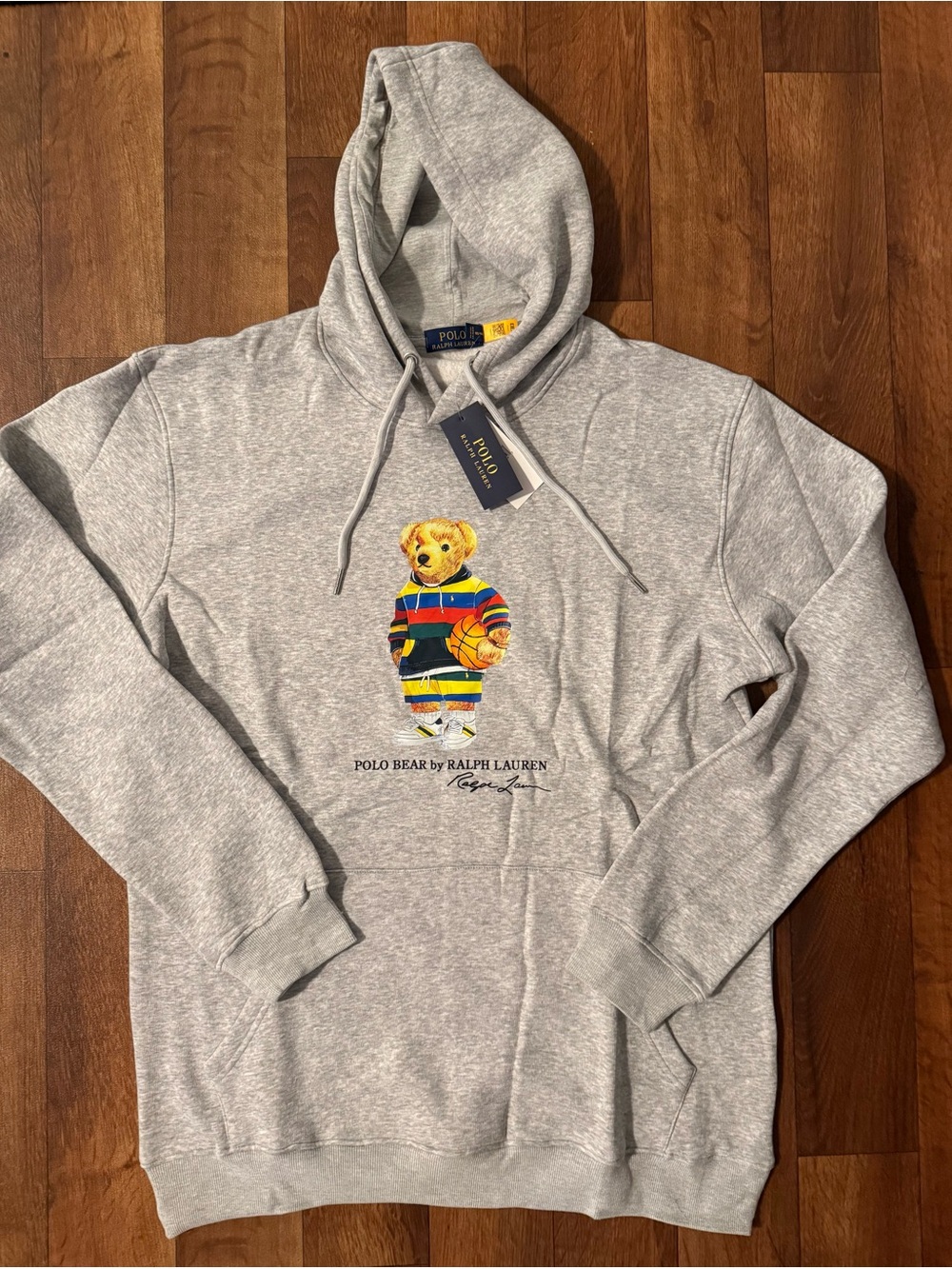 Polo by Ralph Lauren Men’s Gray Polo Basketball Bear Hoodie